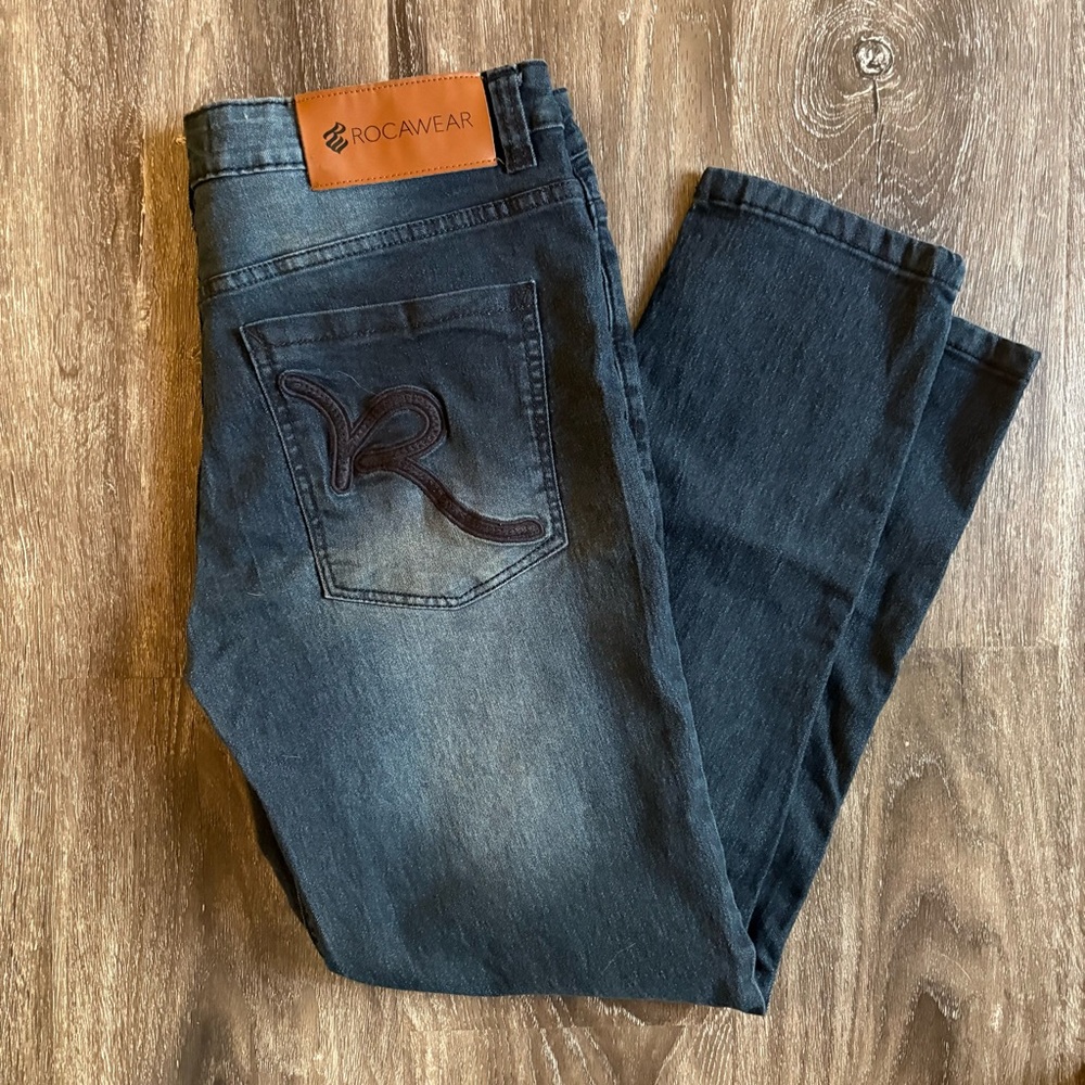 Rocawear Men's Dark Blue Straight Jeans